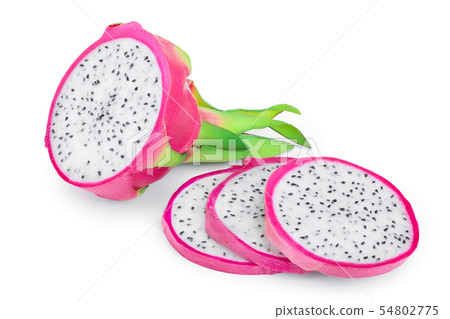 Ripe Dragon fruit, Pitaya or Pitahaya isolated on white background, fruit healthy concept 54802775