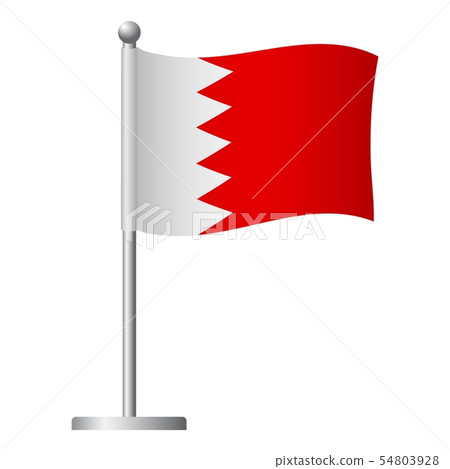 Bahrain flag on pole icon 54803928