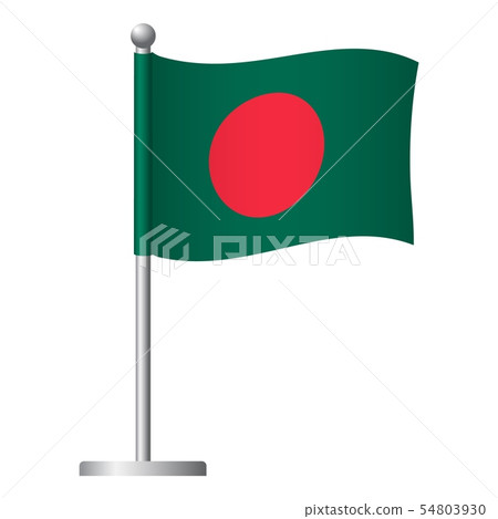 Bangladesh flag on pole icon 54803930