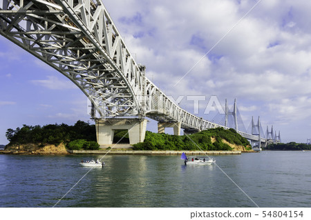 從香川縣Yojima Sakaide City觀看的Seto Ohashi 從香川縣Yojima Sakaide City觀看的Seto Ohashi 54804154