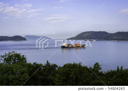Cargo ship sailing the Seto Inland Sea From Yojima parking area Sakaide City, Kagawa Prefecture 54804265