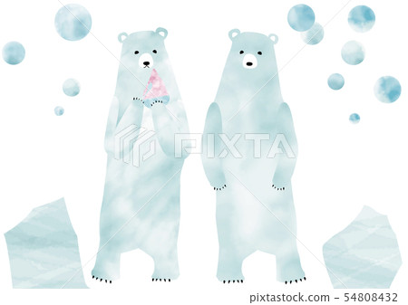 Watercolor style polar bear with ice and ice 54808432