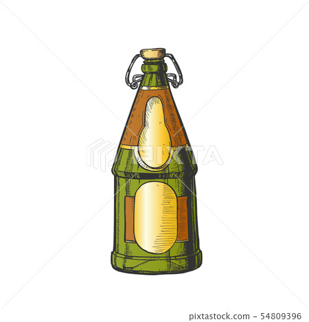 Drawn Blank Beer Bottle With Bar Stopper Color Vector 54809396