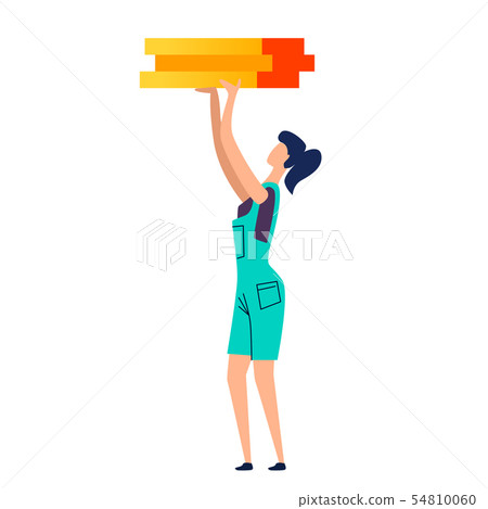 Female character moves cargo cartoon vector Female character moves cargo cartoon vector 54810060