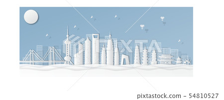 Shanghai, China Postcards of world-famous landmark 54810527