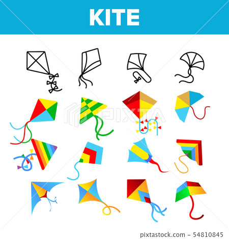 Colorful And Fun Kites Vector Linear Icons Set Colorful And Fun Kites Vector Linear Icons Set 54810845