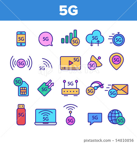 5G Fast Network, Connection To Website Vector Icons Set 54810856