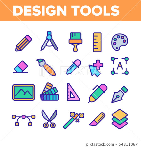 Design Tools Vector Color Line Icons Set-插圖素材 [54811067] - PIXTA圖庫