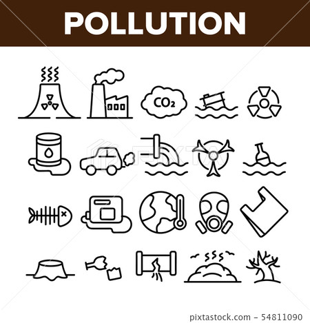Pollution of Environment Vector Thin Line Icons Set Pollution of Environment Vector Thin Line Icons Set 54811090