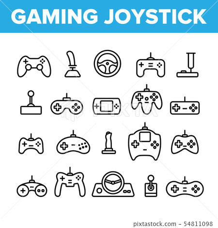 Gaming Joystick Vector Thin Line Icons Set 54811098