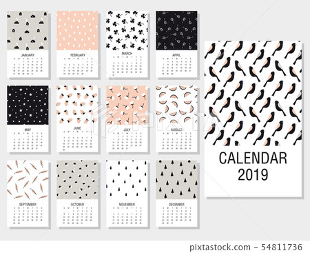 Cute monthly calendar 2019 Cute monthly calendar 2019 54811736