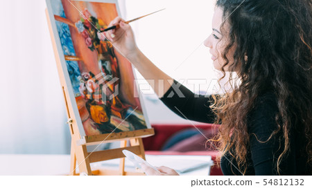 art hobby talented lady still life painting home art hobby talented lady still life painting home 54812132