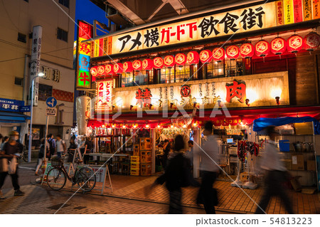 东京 上野 繁华的市区 图库照片