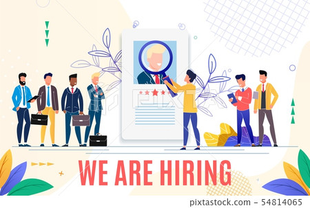 Informative Flyer Inscription we are Hiring Flat. 54814065