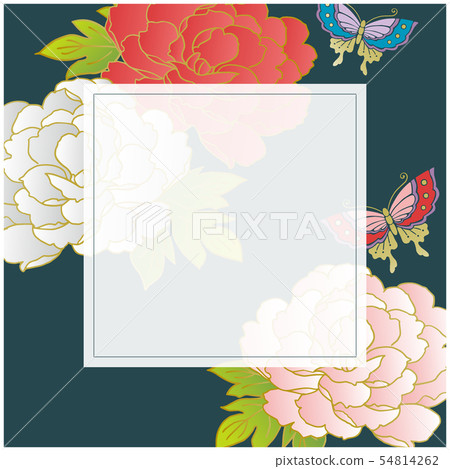 Japanese pattern material-Japanese style design frame of peony 54814262