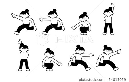 Smiling plain clothes woman pointing at (deformed) Smiling plain clothes woman pointing at (deformed) 54815059