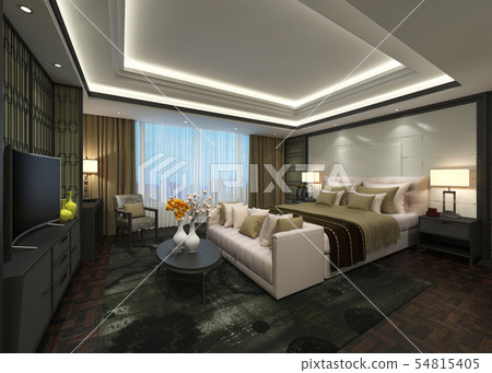 Hotel Room Interior 3D Illustration Photorealistic Rendering 54815405