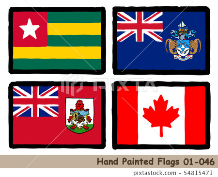 Hand drawn flag icon, Togo flag, Tristan da Cunha flag, Bermuda flag, Canada flag 54815471