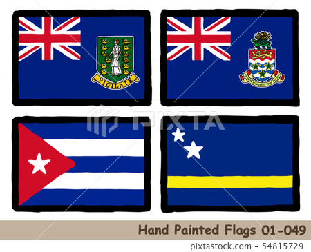 Hand-drawn flag icon, Virgin Islands flag, Cayman Islands flag, Cuba flag, Curacao flag 54815729