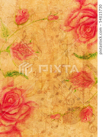 Watercolor roses with music notes 54815730