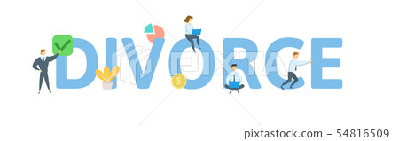 DIVORCE, concept with keywords, letters and icons. Colorful flat vector illustration. Isolated on 54816509