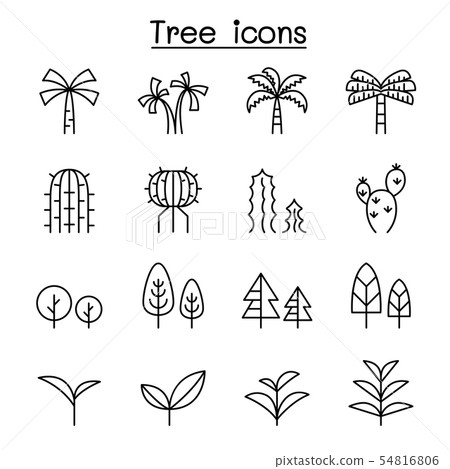 Tree thin line icon set - Stock Illustration [54816806] - PIXTA