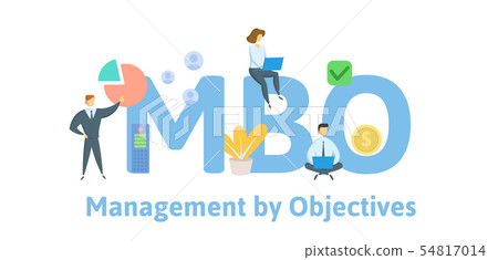 MBO, Management by Objectives. Concept with people, letters and icons. Flat vector illustration MBO, Management by Objectives. Concept with people, letters and icons. Flat vector illustration 54817014