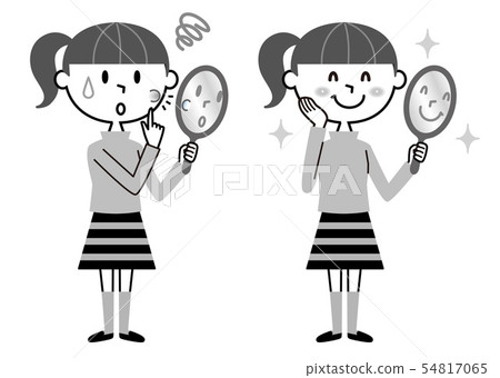 Teenager Acne monochrome illustration 54817065