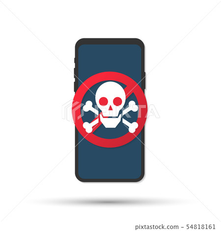Broken smartphone. Malware notification on smartphone. Reporting a virus, malicious application 54818161