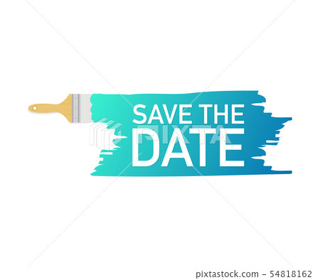 Banner with brushes, paints - Save the date. Vector illustration. 54818162