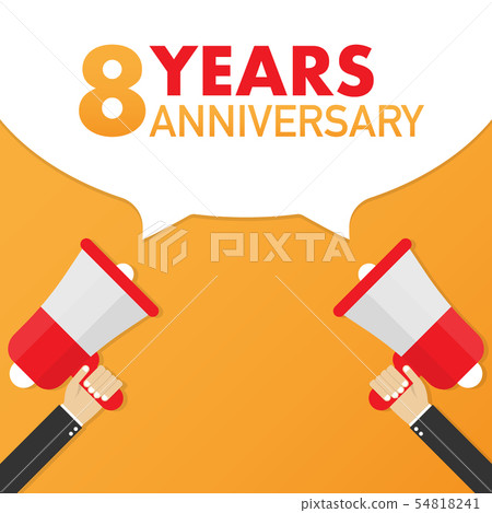 8 years anniversary - advertising sign with megaphone. Vector illustration. 8 years anniversary - advertising sign with megaphone. Vector illustration. 54818241