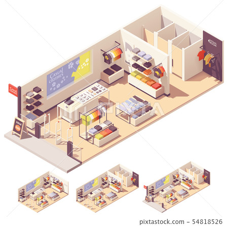 Vector isometric clothing store interior Vector isometric clothing store interior 54818526