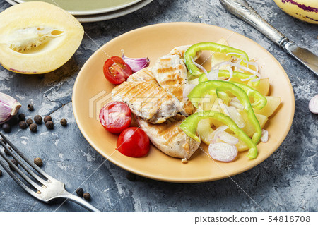 Salad with chicken and vegetables Salad with chicken and vegetables 54818708