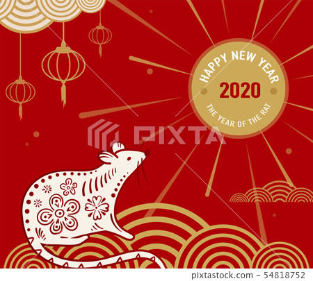 2020 rat happy new year vector background, chinese banner concept. Isolated greeting card with mouse 2020 rat happy new year vector background, chinese banner concept. Isolated greeting card with mouse 54818752