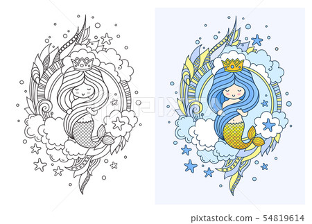 Queen mermaid with gorgeous blue hair. Queen mermaid with gorgeous blue hair. 54819614