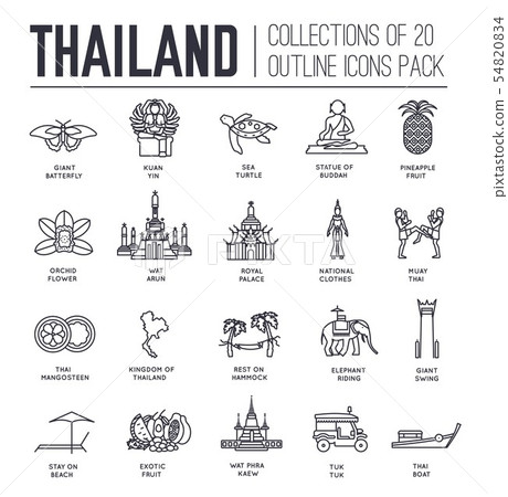 Set of cultural symbols and attractions of Spain icons. 54820834