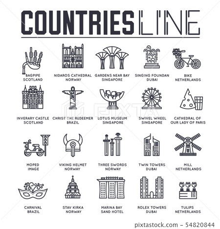 Set of sightseeing attractions of different countries. 54820844
