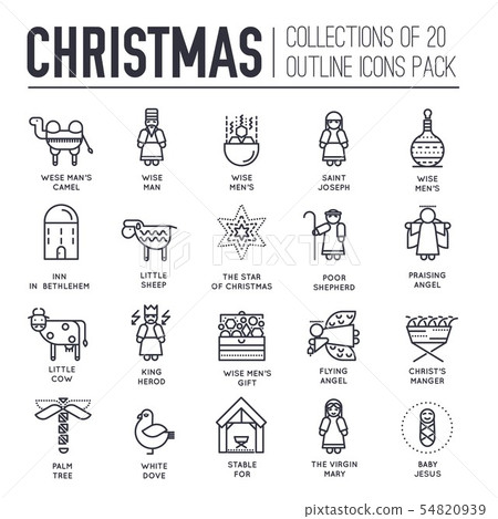 Set of Christmas attributes and decoration icons. Set of Christmas attributes and decoration icons. 54820939
