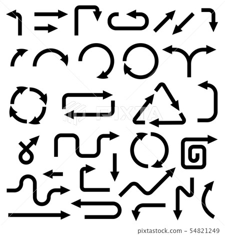 Black hand drawn arrows. Set. Vector illustration isolated 54821249