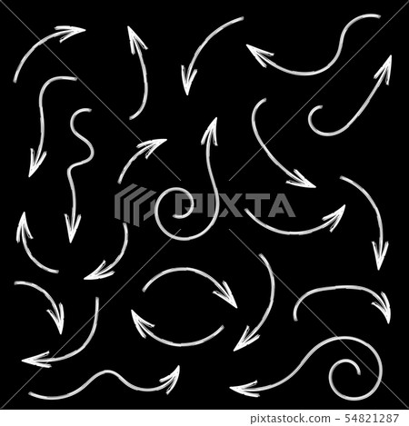 Arrows. Pencil hand drawn icons. On black background 54821287
