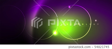 Shiny neon lights, dark abstract background with blurred magic neon light curved lines Shiny neon lights, dark abstract background with blurred magic neon light curved lines 54821745