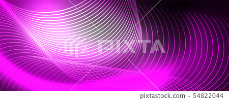 Shiny neon lights, dark abstract background with blurred magic neon light curved lines 54822044