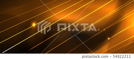 Shiny color neon light with lines, abstract wallpaper, shiny motion, magic space light. Techno 54822211