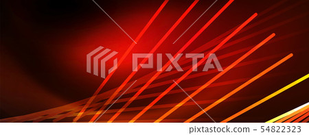 Shiny color neon light with lines, abstract wallpaper, shiny motion, magic space light. Techno 54822323