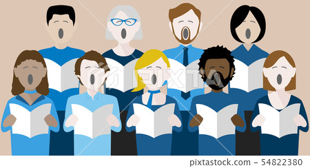 multiethnic choir singers illustration 54822380