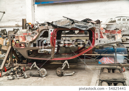 Turned car on body repair with weld joints on a Turned car on body repair with weld joints on a 54825441