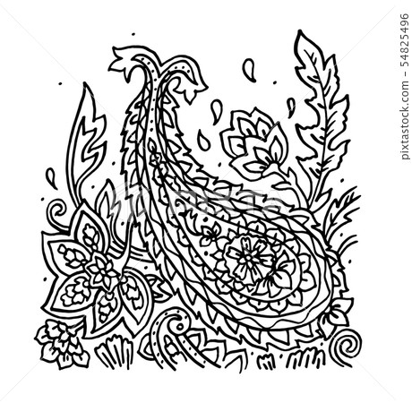 Paisley ornament vector isolated on white 54825496