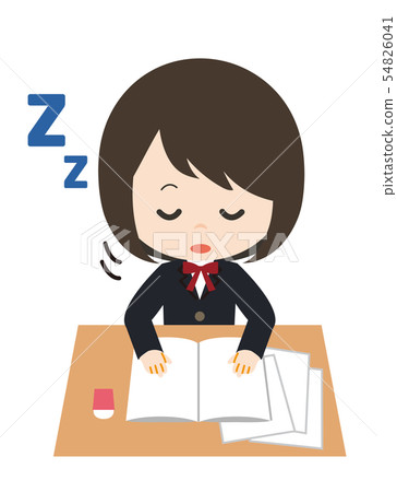 Girl sleeping while studying 54826041