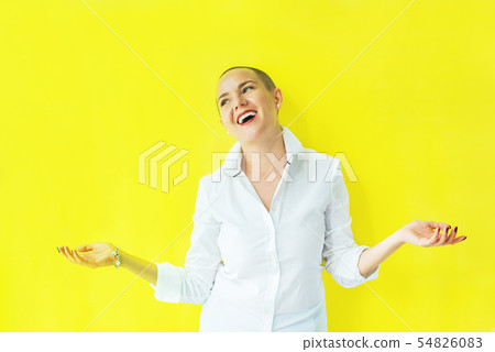 Portrait confident happy young woman Human emotion Portrait confident happy young woman Human emotion 54826083