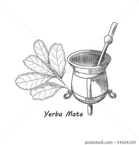 Calabash and bombilla for yerba mate drink. Mate Calabash and bombilla for yerba mate drink. Mate 54826180